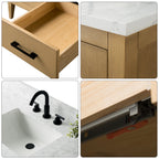 Vanity Art 72 Double Sink Bathroom Vanity Cabinet with Engineered Marble Top