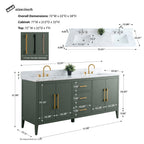 Vanity Art 72 Double Sink Bathroom Vanity Cabinet with Engineered Marble Top