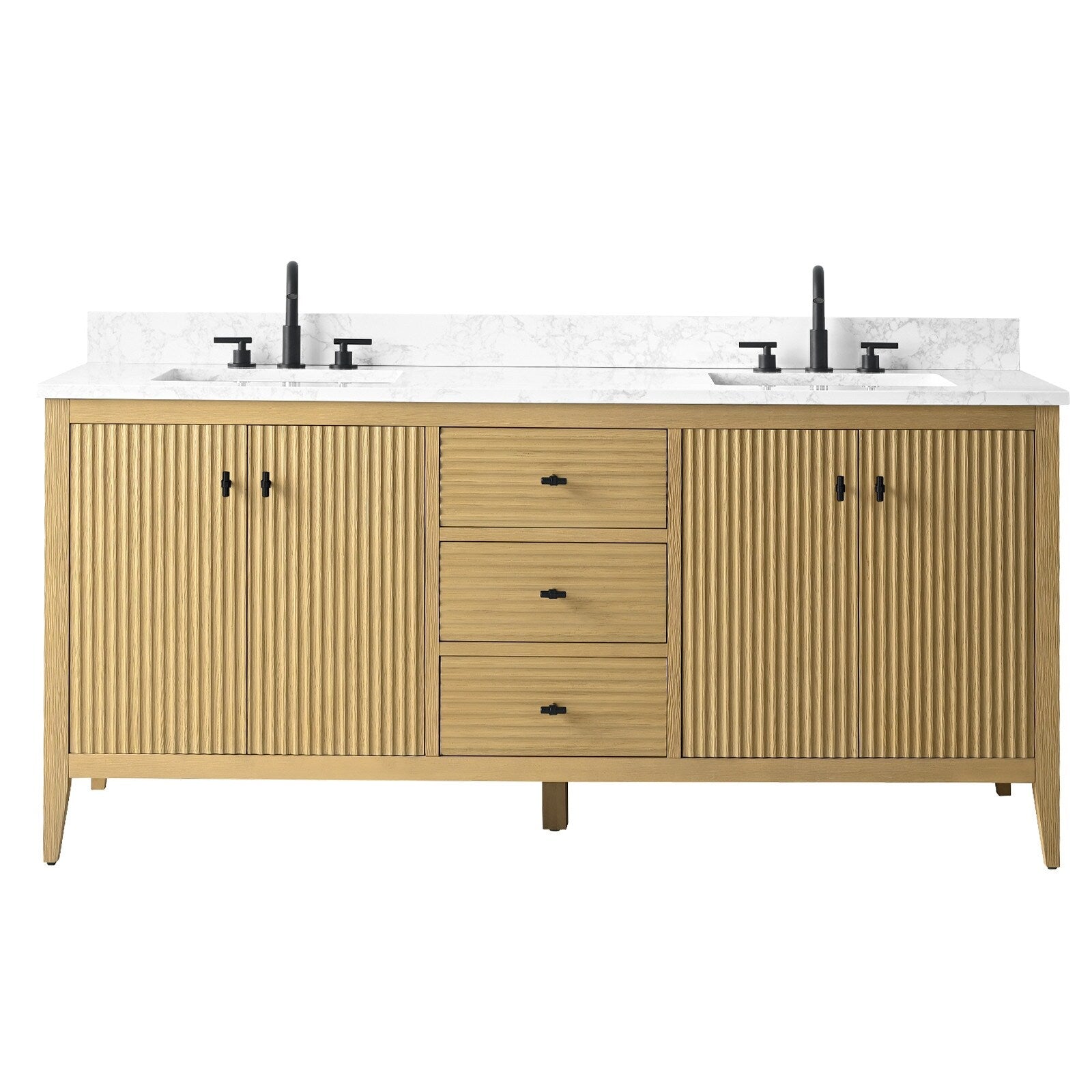 Vanity Art 72 Double Sink Bathroom Vanity Cabinet with Engineered Marble Top
