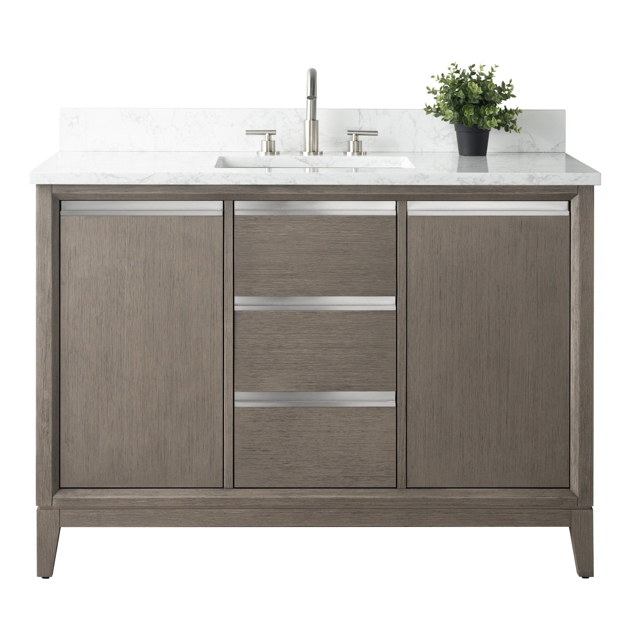 Vanity Art Bathroom Vanity with Ceramic Sink and Engineered Marble Top