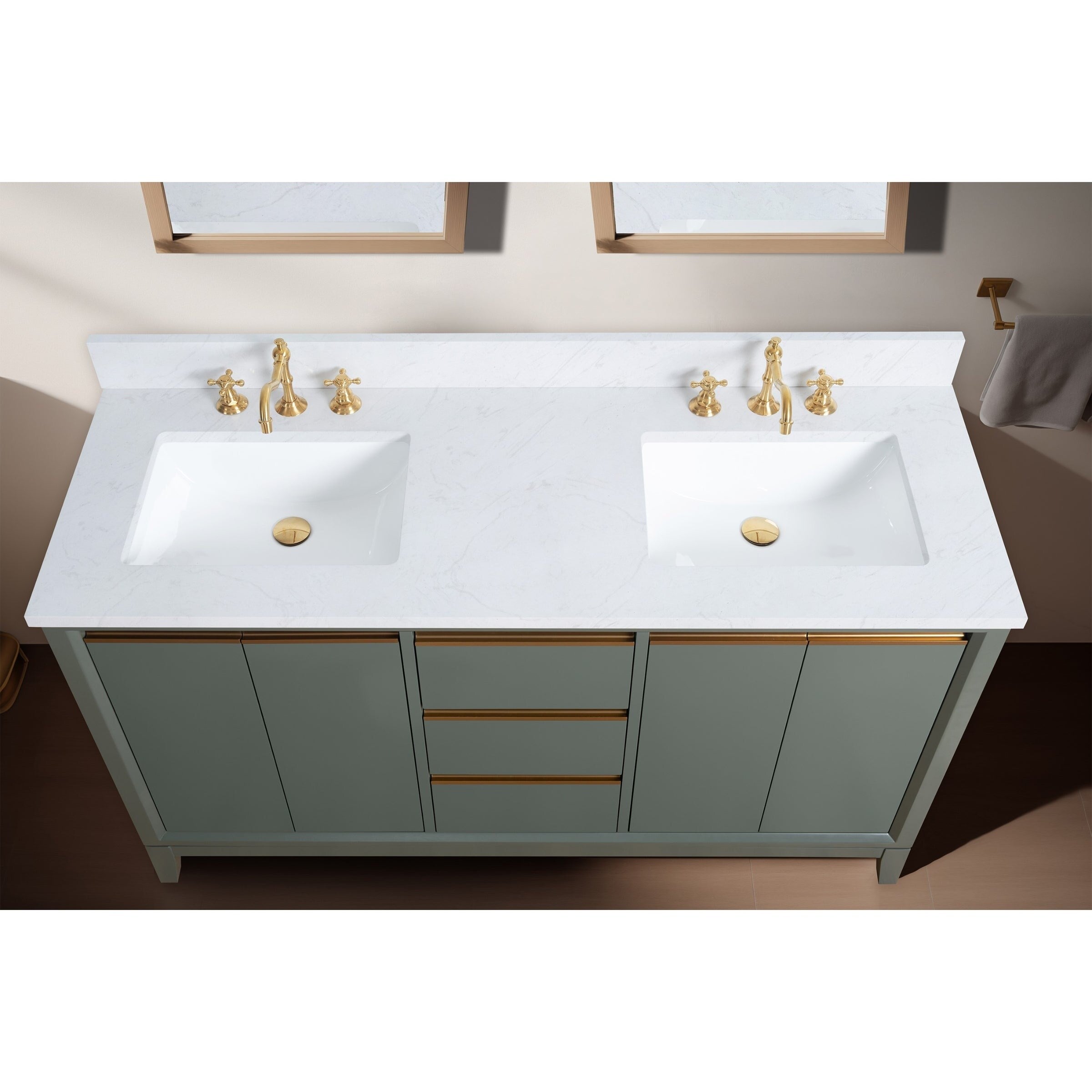 Vanity Art Bathroom Vanity with Ceramic Sink and Engineered Marble Top