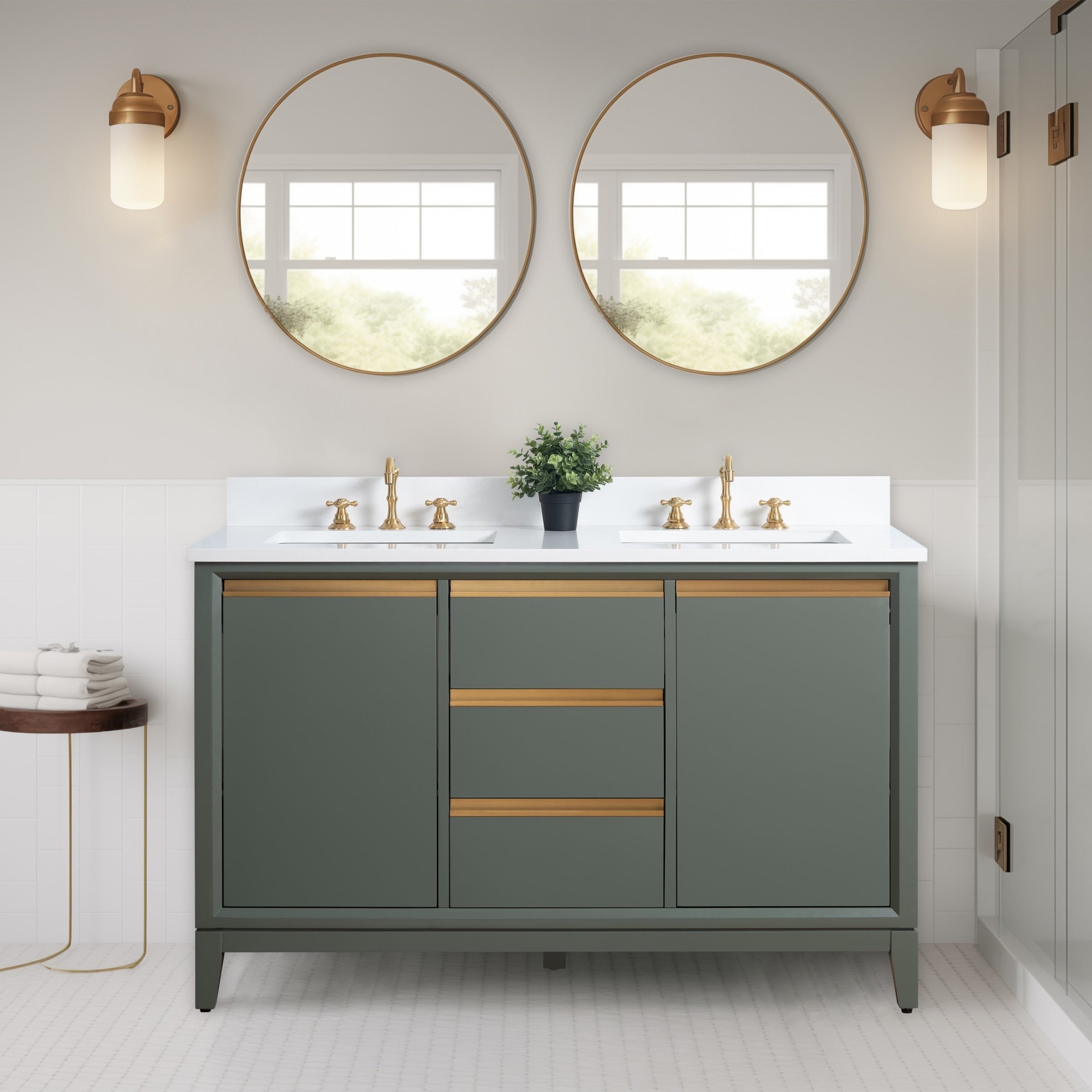 Vanity Art Bathroom Vanity with Ceramic Sink and Engineered Marble Top