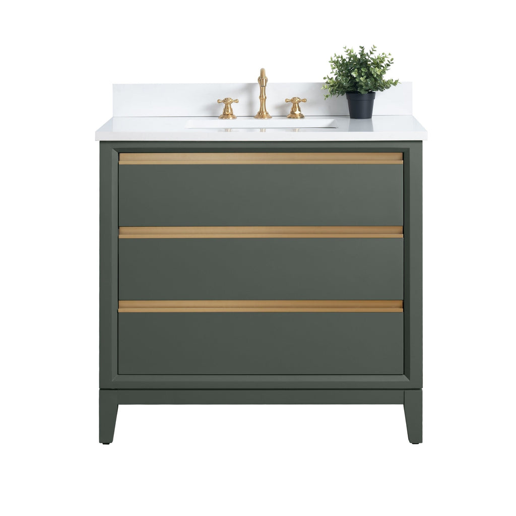 Vanity Art Bathroom Vanity with Ceramic Sink and Engineered Marble Top