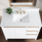 Vanity Art Bathroom Vanity with Ceramic Sink and Engineered Marble Top