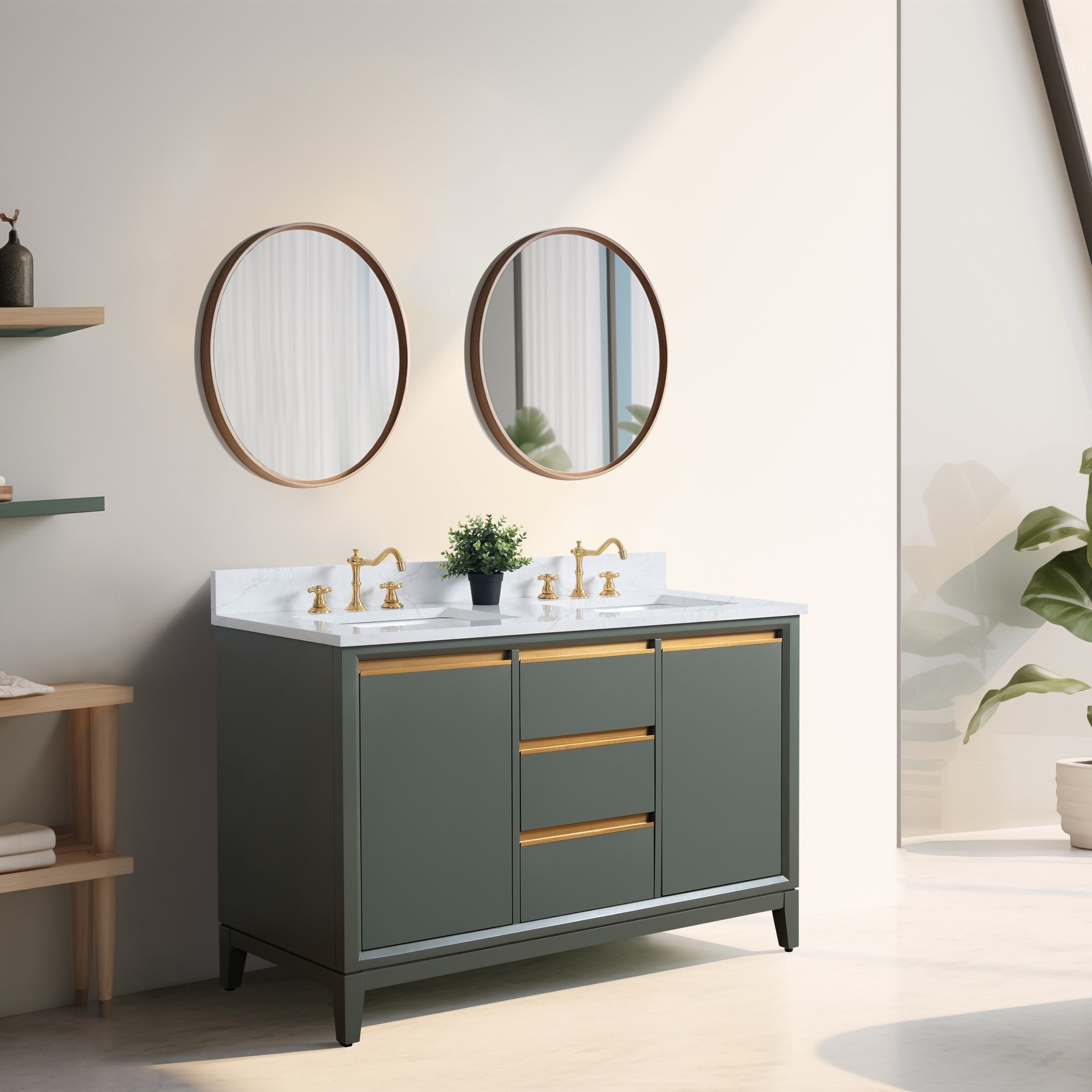 Vanity Art Bathroom Vanity with Ceramic Sink and Engineered Marble Top