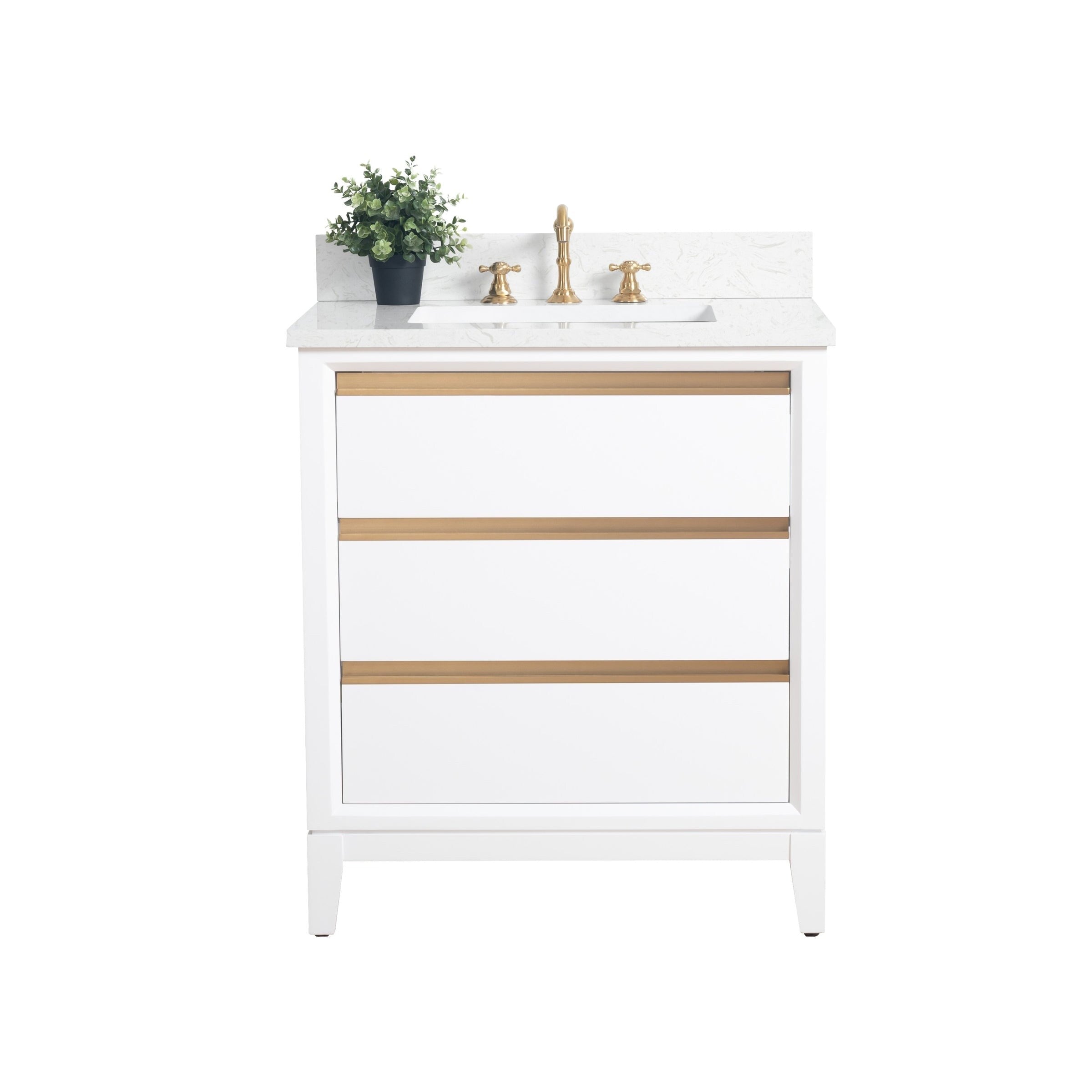 Vanity Art Bathroom Vanity with Ceramic Sink and Engineered Marble Top