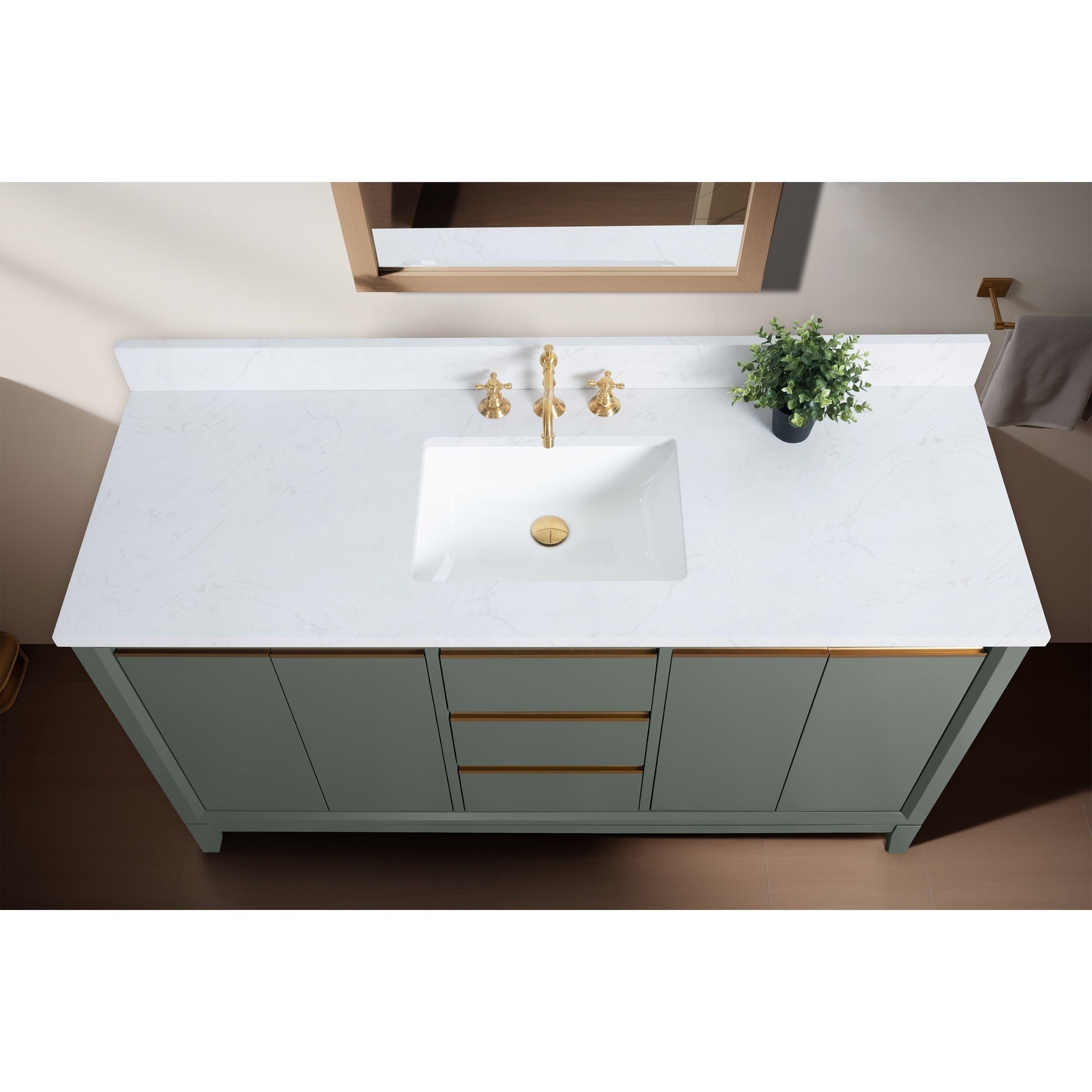 Vanity Art Bathroom Vanity with Ceramic Sink and Engineered Marble Top