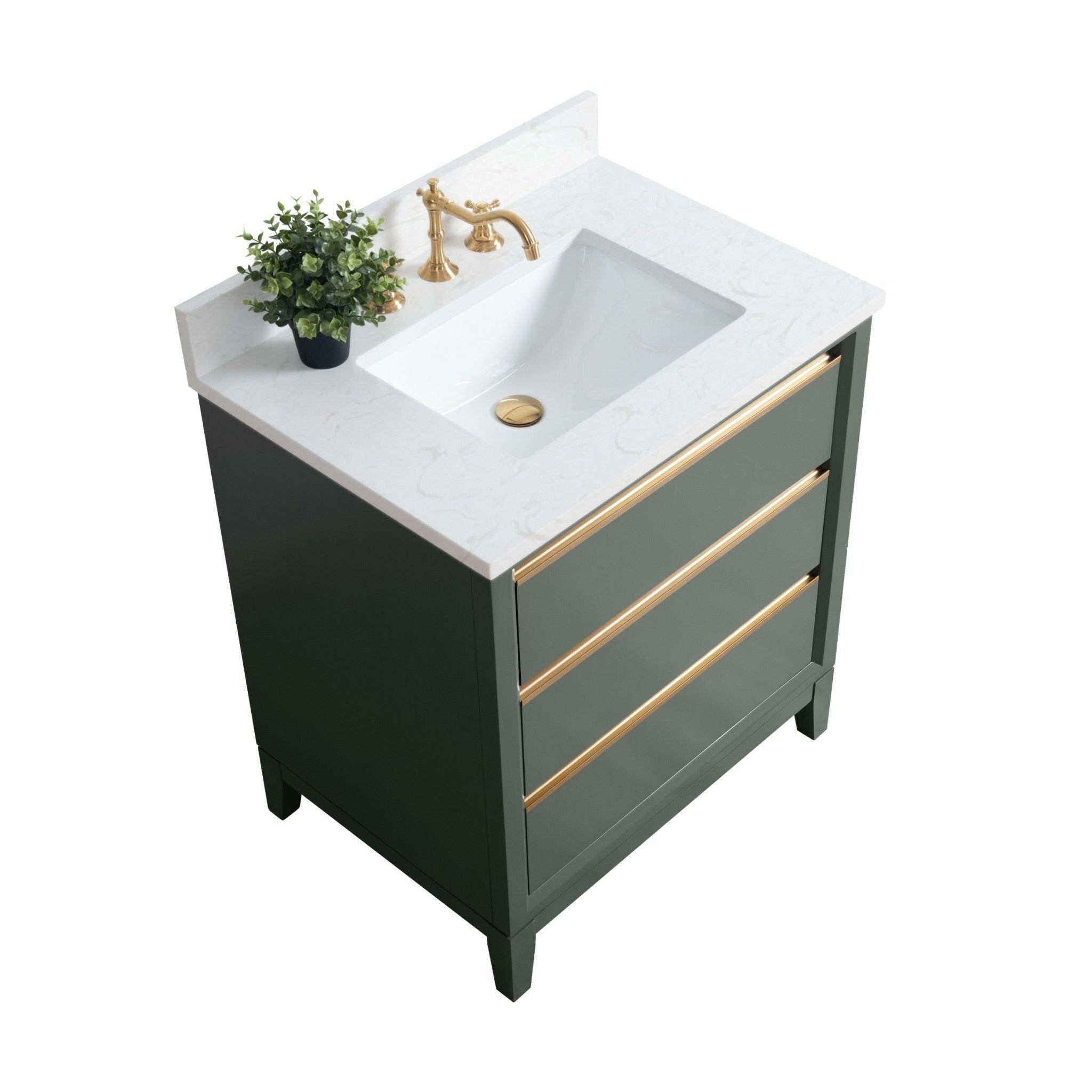 Vanity Art Bathroom Vanity with Ceramic Sink and Engineered Marble Top