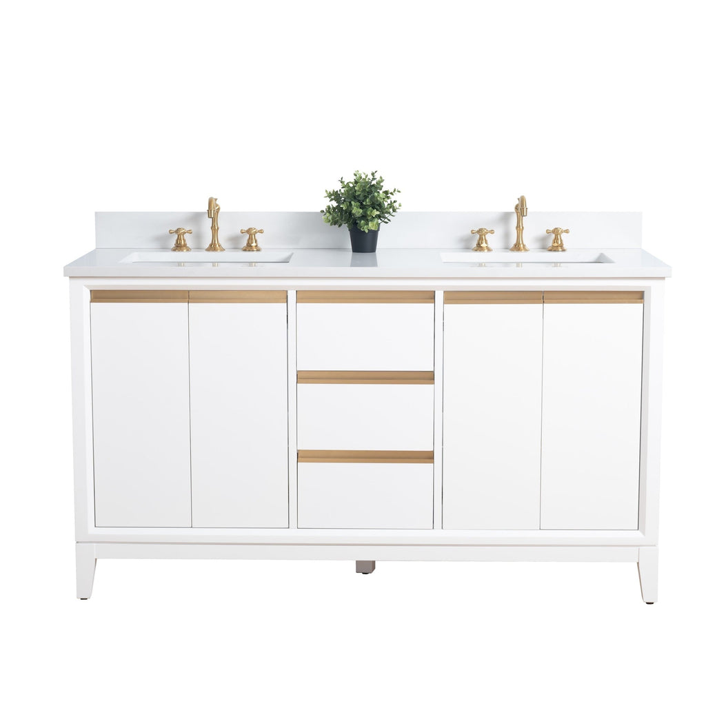 Vanity Art Bathroom Vanity with Ceramic Sink and Engineered Marble Top