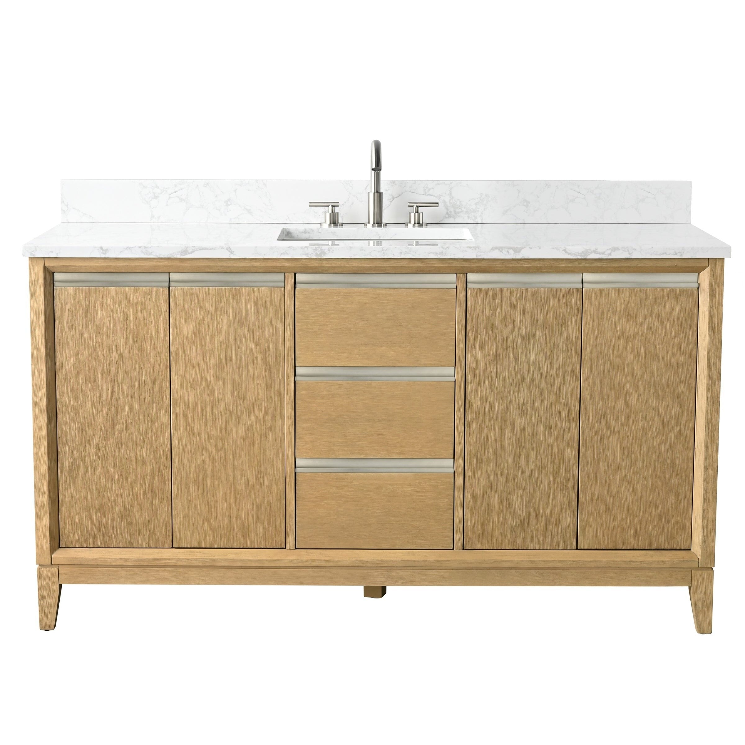 Vanity Art Bathroom Vanity with Ceramic Sink and Engineered Marble Top