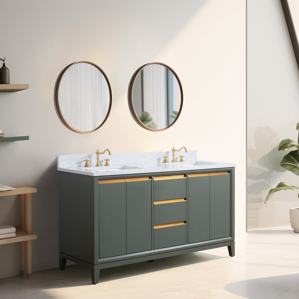 Vanity Art Bathroom Vanity with Ceramic Sink and Engineered Marble Top