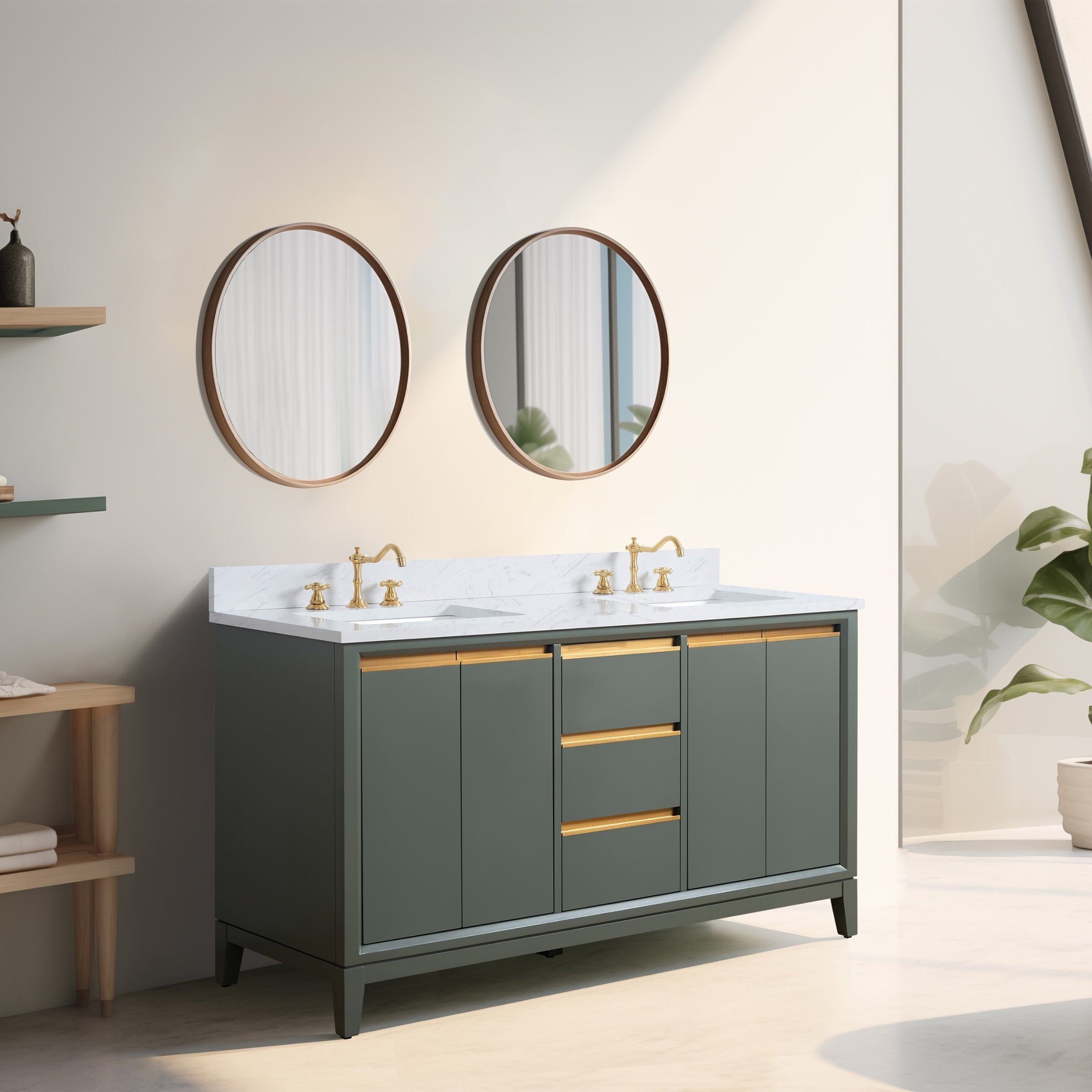 Vanity Art Bathroom Vanity with Ceramic Sink and Engineered Marble Top