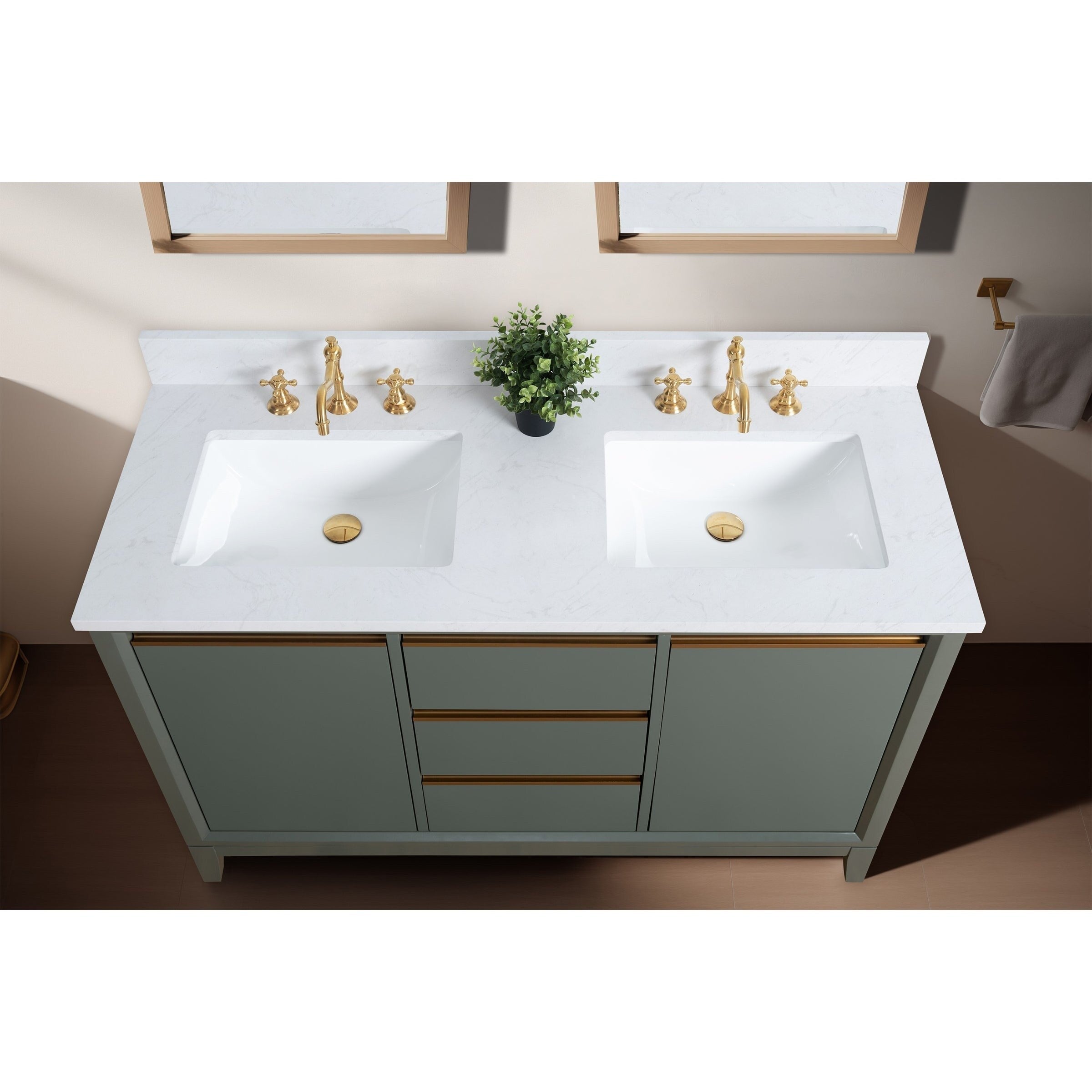Vanity Art Bathroom Vanity with Ceramic Sink and Engineered Marble Top