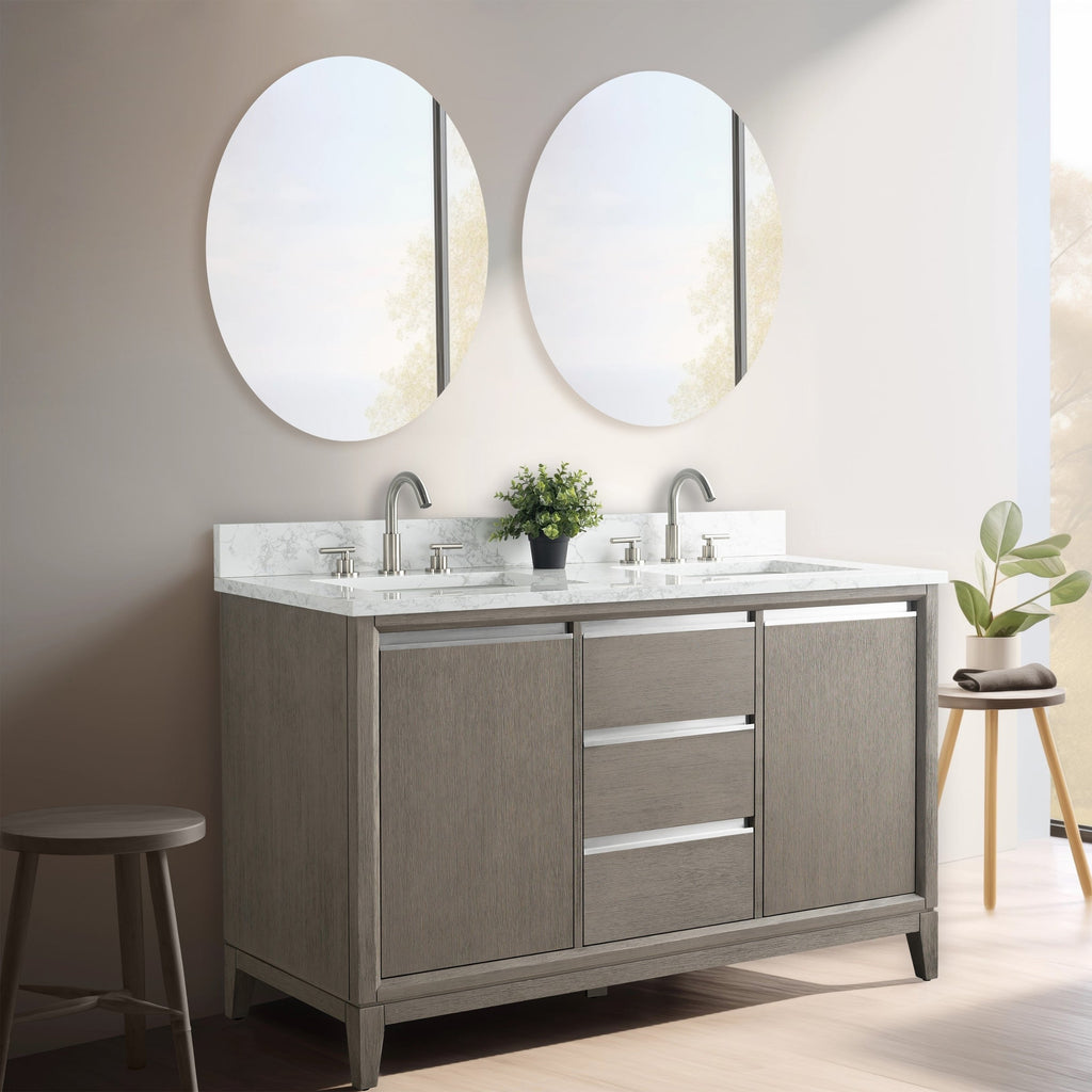 Vanity Art Bathroom Vanity with Ceramic Sink and Engineered Marble Top