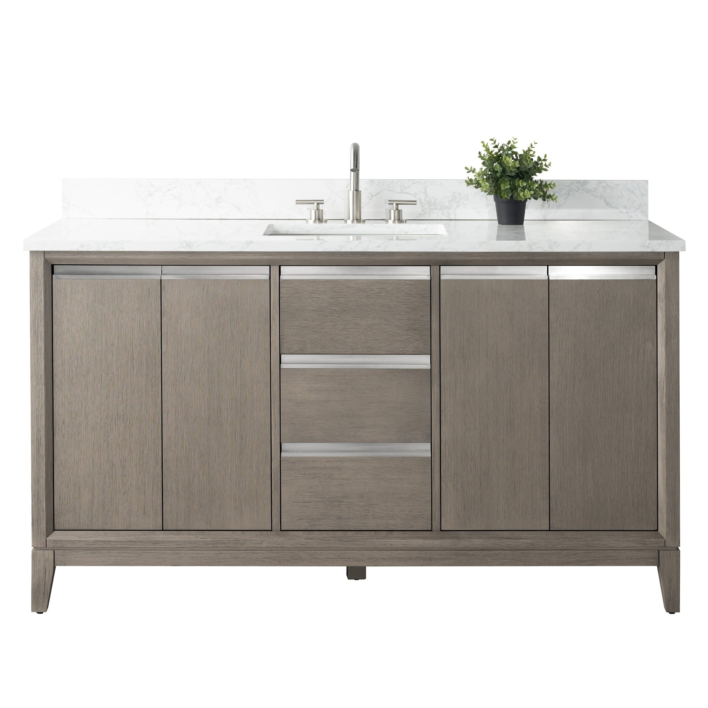 Vanity Art Bathroom Vanity with Ceramic Sink and Engineered Marble Top