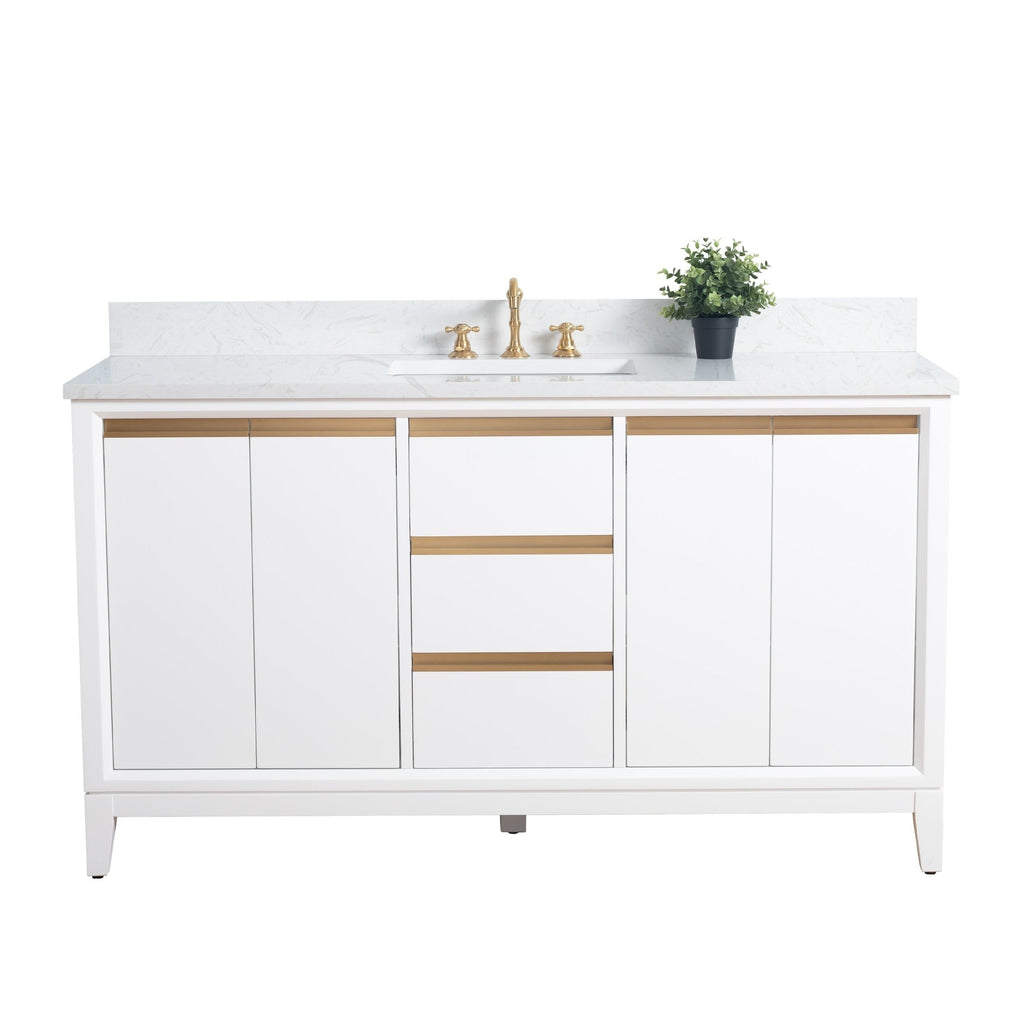 Vanity Art Bathroom Vanity with Ceramic Sink and Engineered Marble Top