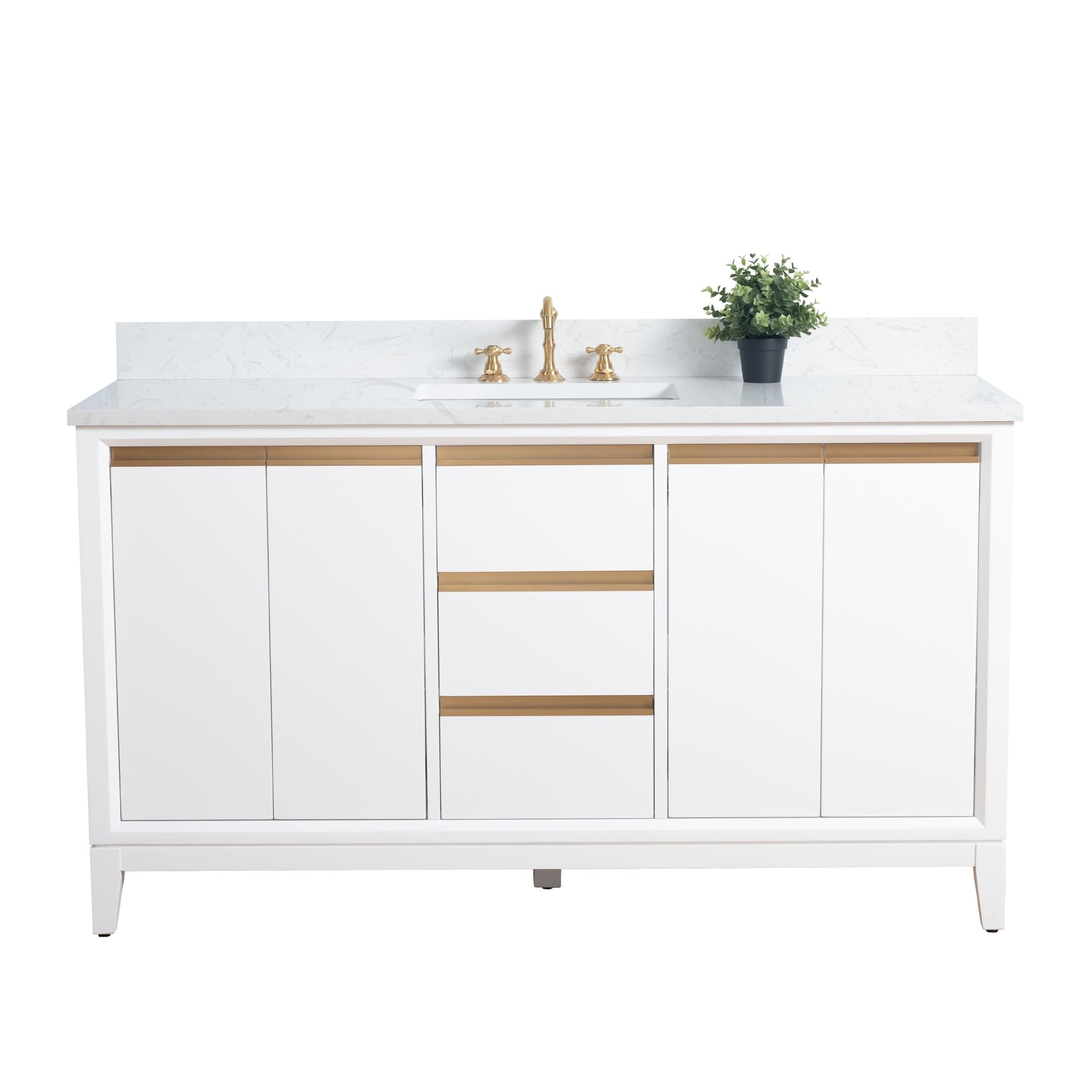 Vanity Art Bathroom Vanity with Ceramic Sink and Engineered Marble Top
