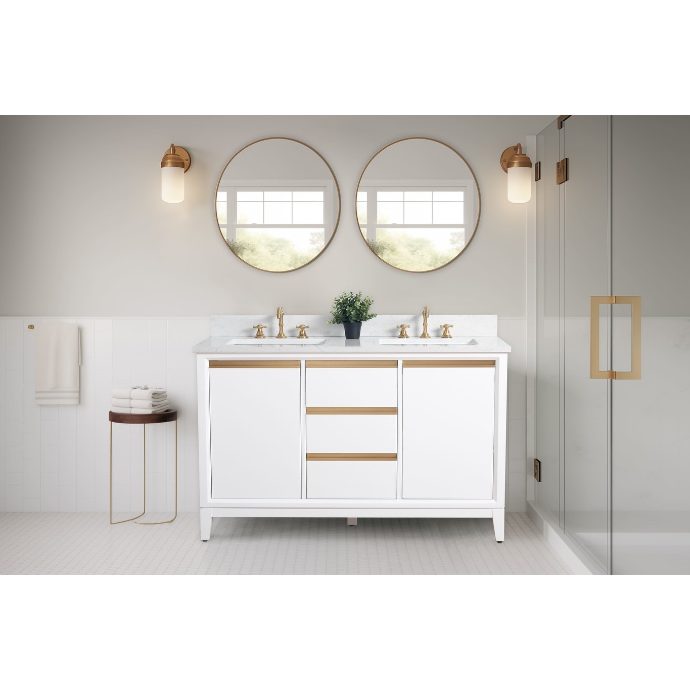 Vanity Art Bathroom Vanity with Ceramic Sink and Engineered Marble Top