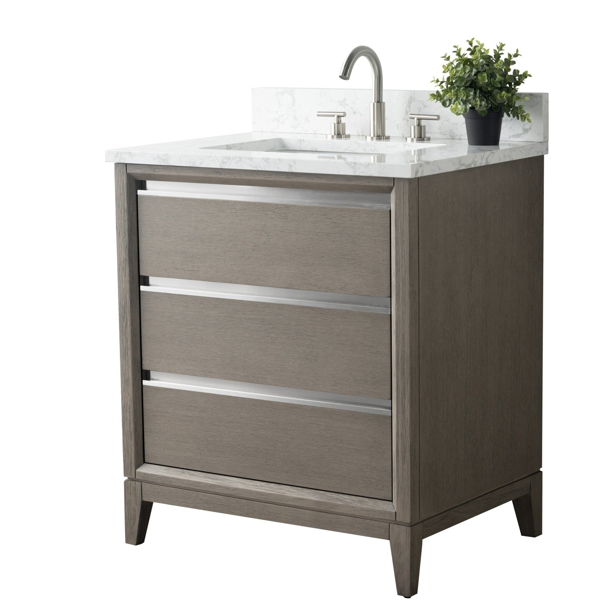Vanity Art Bathroom Vanity with Ceramic Sink and Engineered Marble Top