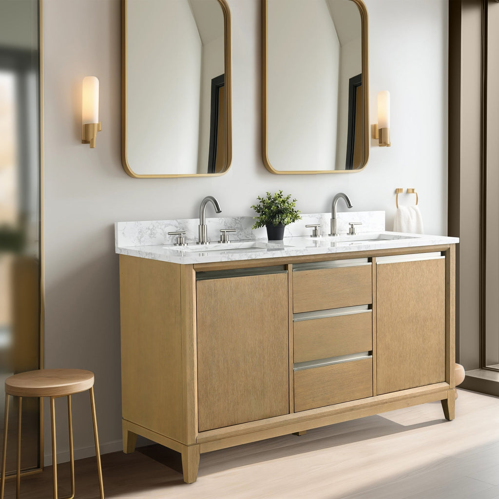 Vanity Art Bathroom Vanity with Ceramic Sink and Engineered Marble Top