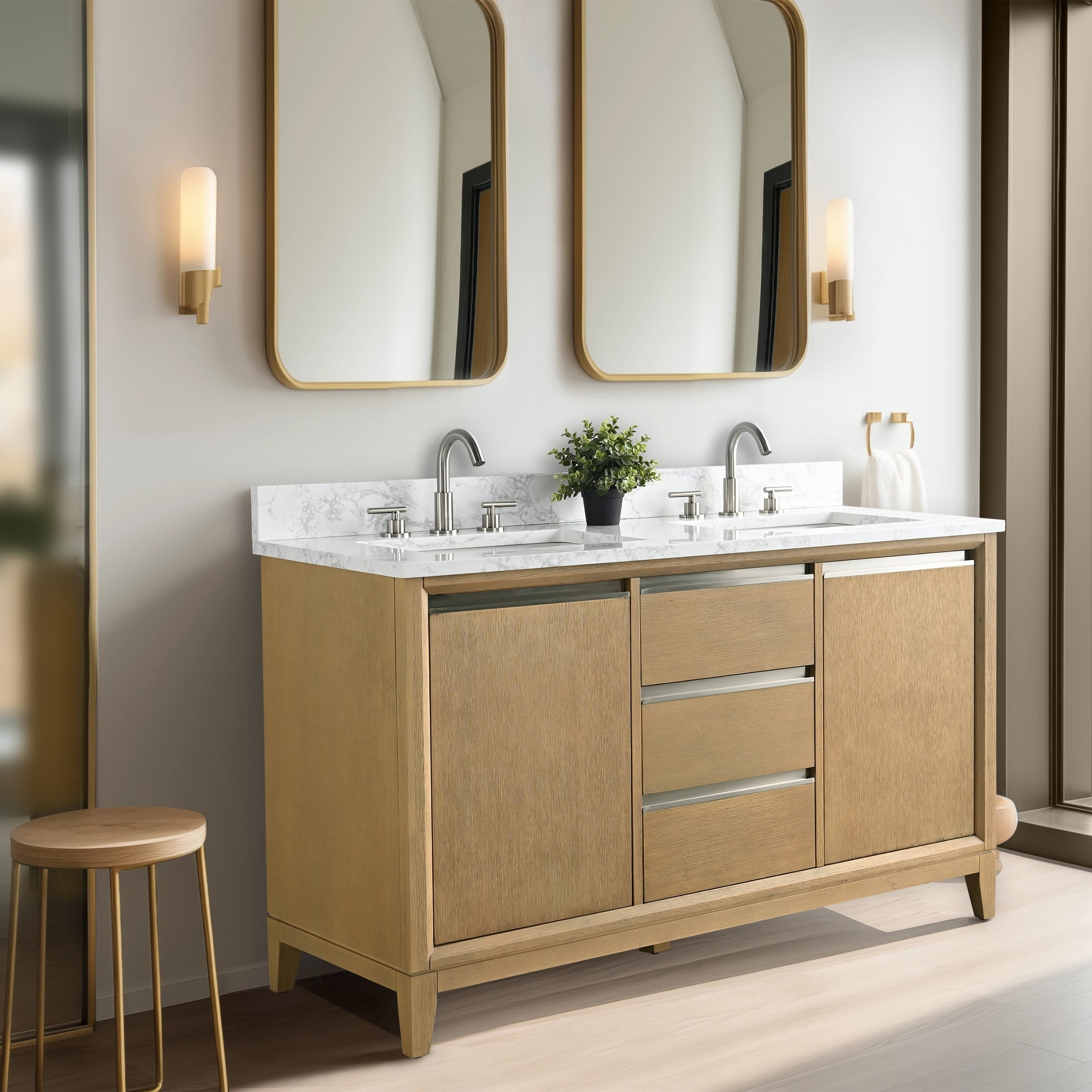 Vanity Art Bathroom Vanity with Ceramic Sink and Engineered Marble Top