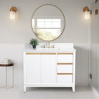 Vanity Art Bathroom Vanity with Ceramic Sink and Engineered Marble Top