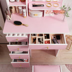 Vanity Set With Mirror and Lamp Home Makeup Dressing Table with Stool