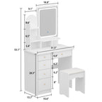 Vanity Set With Mirror and Lamp Home Makeup Dressing Table with Stool