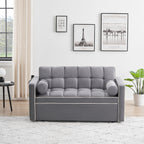 Velvet Convertible 55'' 2-Seater Sleeper Sofa with Pull-Out Bed, Adjustable Recline, Side Pockets, and Phone Holder