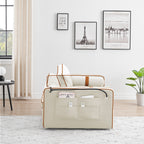 Velvet Convertible 55'' 2-Seater Sleeper Sofa with Pull-Out Bed, Adjustable Recline, Side Pockets, and Phone Holder