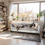 Velvet Tufted Couch Pet Bed Upholstered with Removable Cushion