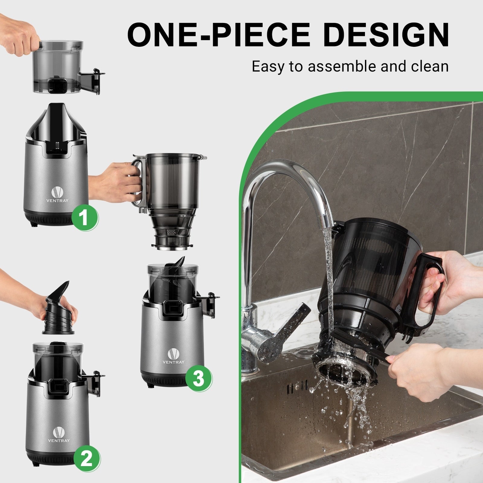 Ventray 900 Slow Masticating Juicer, Cold Press Juicer with 5.1 Extra Large Wide Feed Chute