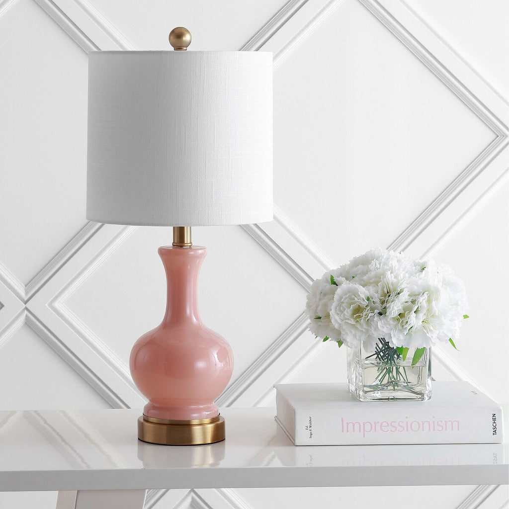 Vermont 22 Glass/Metal LED Table Lamp, White (Set of 2) by JONATHAN Y