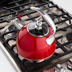 Viking 2.6-Quart Red Stainless Steel Whistling Kettle with 3-Ply Base