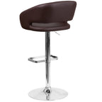 Modern Upholstered Adjustable-Height Barstool with Rounded Back