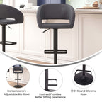 Modern Upholstered Adjustable-Height Barstool with Rounded Back