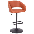 Modern Upholstered Adjustable-Height Barstool with Rounded Back