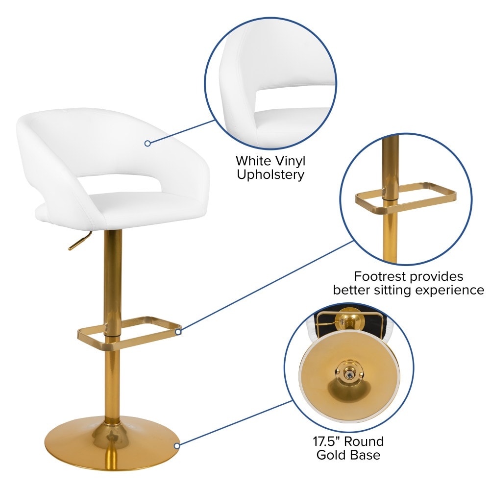 Modern Upholstered Adjustable-Height Barstool with Rounded Back