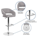 Modern Upholstered Adjustable-Height Barstool with Rounded Back