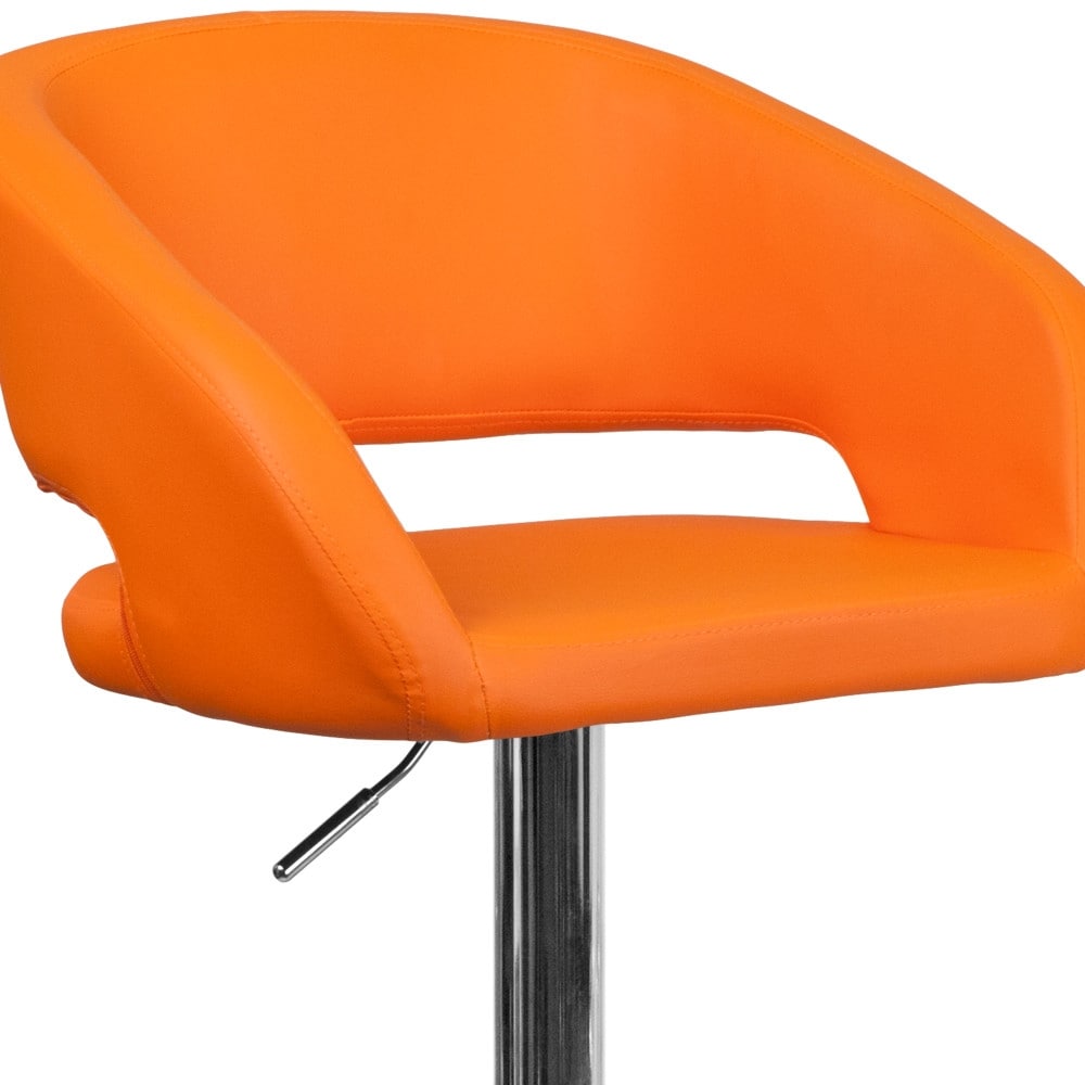 Modern Upholstered Adjustable-Height Barstool with Rounded Back