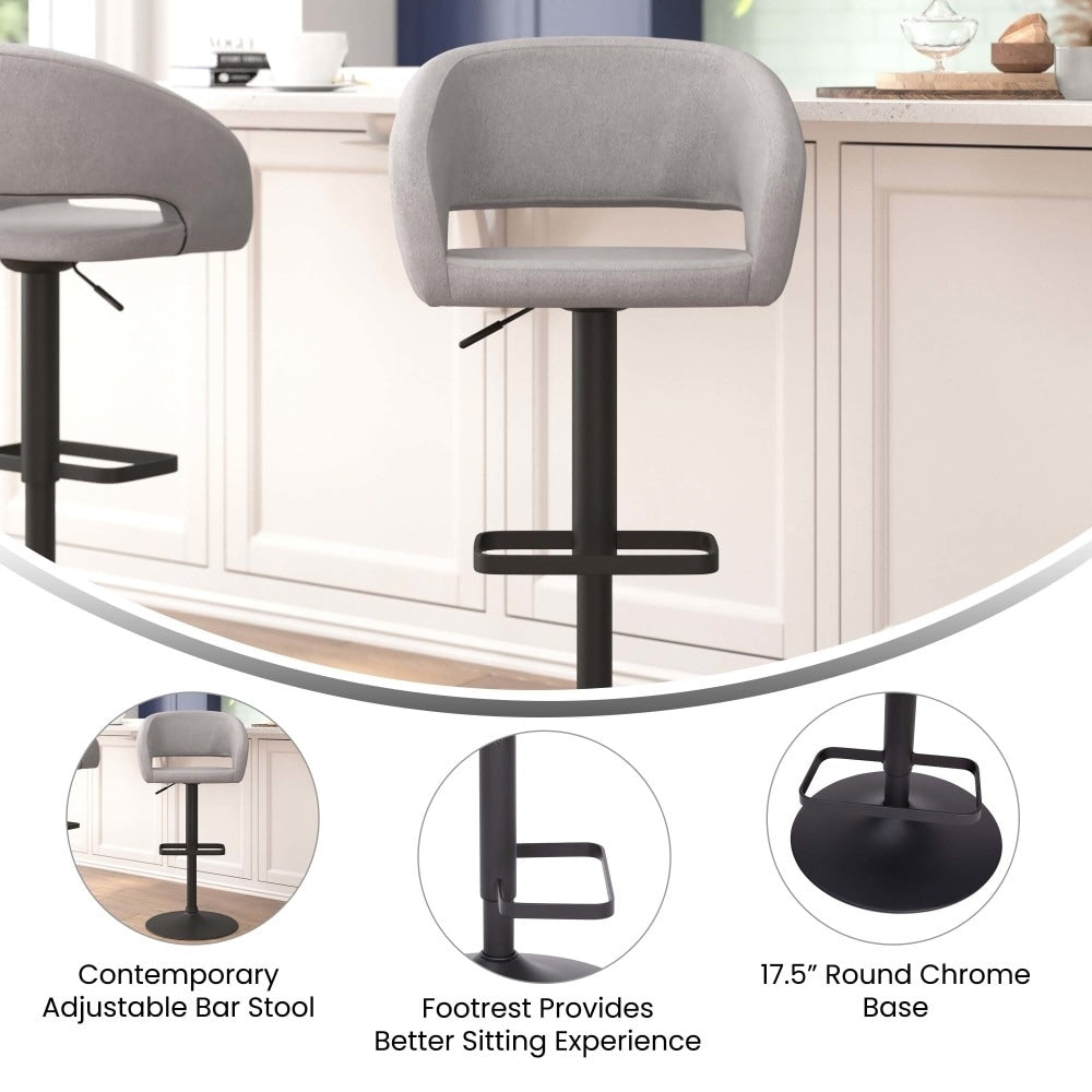 Modern Upholstered Adjustable-Height Barstool with Rounded Back