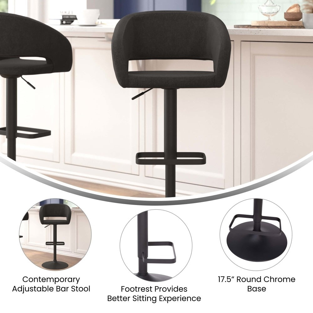 Modern Upholstered Adjustable-Height Barstool with Rounded Back