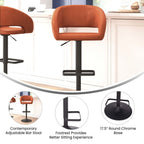 Modern Upholstered Adjustable-Height Barstool with Rounded Back