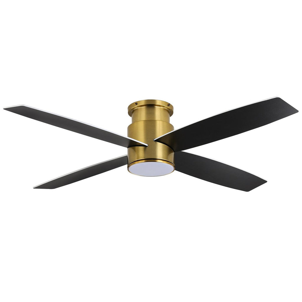 WINGBO 44/52 Inch Flush Mount DC Ceiling Fan with Lights and Remote, 4 Reversible Blades