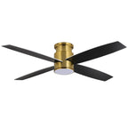 WINGBO 44/52 Inch Flush Mount DC Ceiling Fan with Lights and Remote, 4 Reversible Blades
