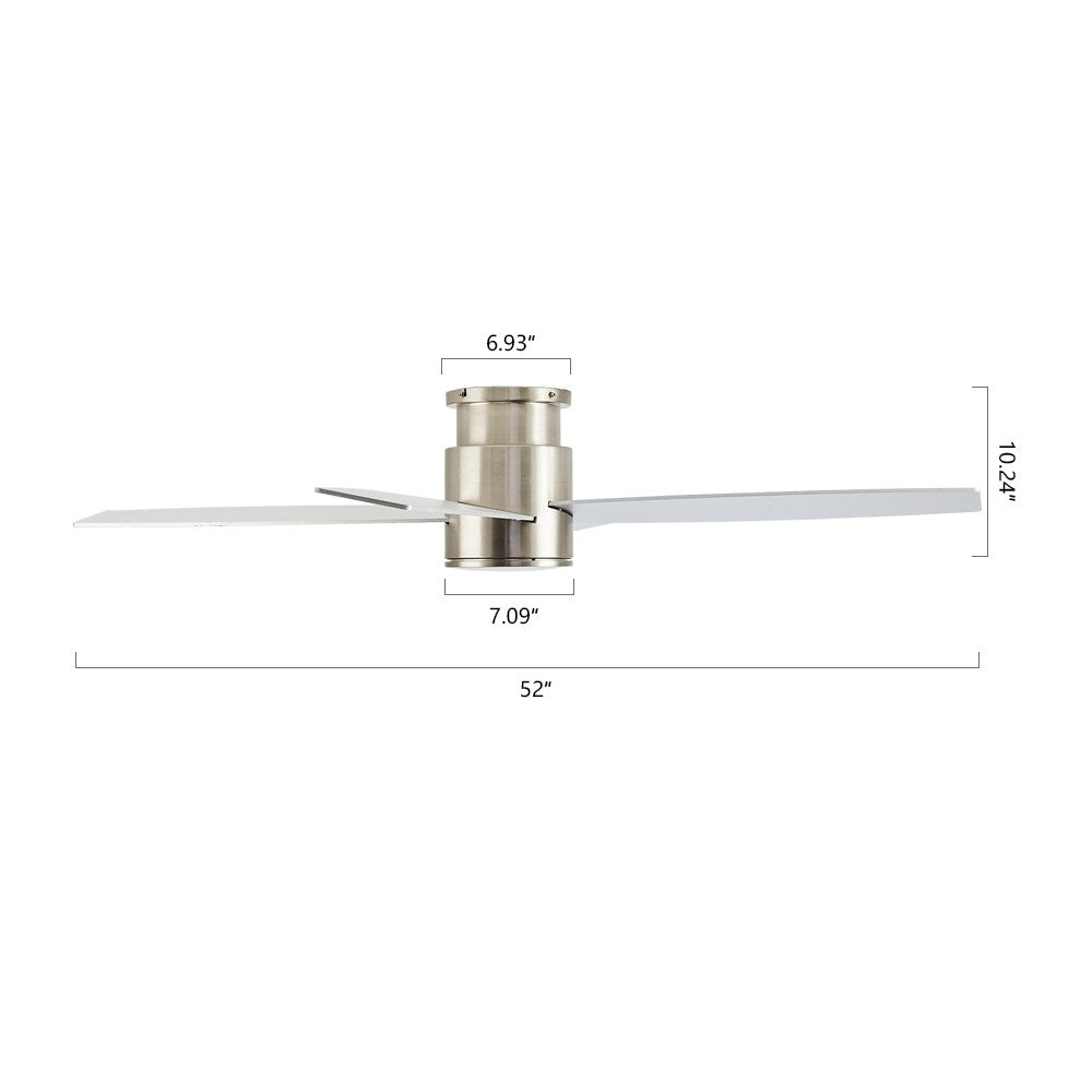 WINGBO 44/52 Inch Flush Mount DC Ceiling Fan with Lights and Remote, 4 Reversible Blades