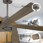 WINGBO 54 Inch DC Motor Indoor Ceiling Fan without Lights - N/A