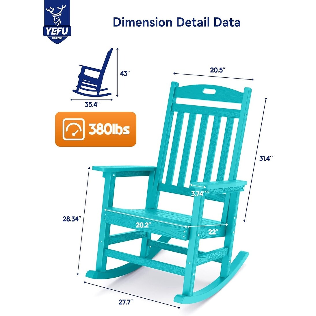 WINSOON All Weather Outdoor Rocking Chair, Set of 2