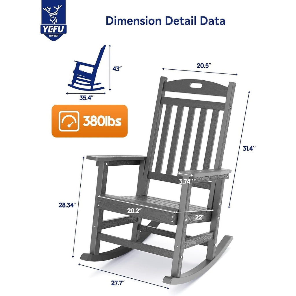 WINSOON All Weather Outdoor Rocking Chair, Set of 2