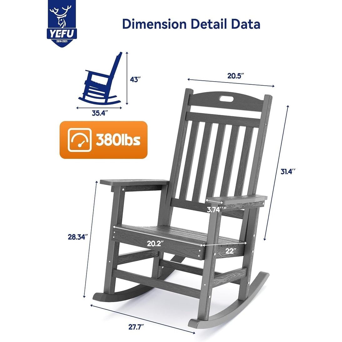 WINSOON All Weather Outdoor Rocking Chair, Set of 2